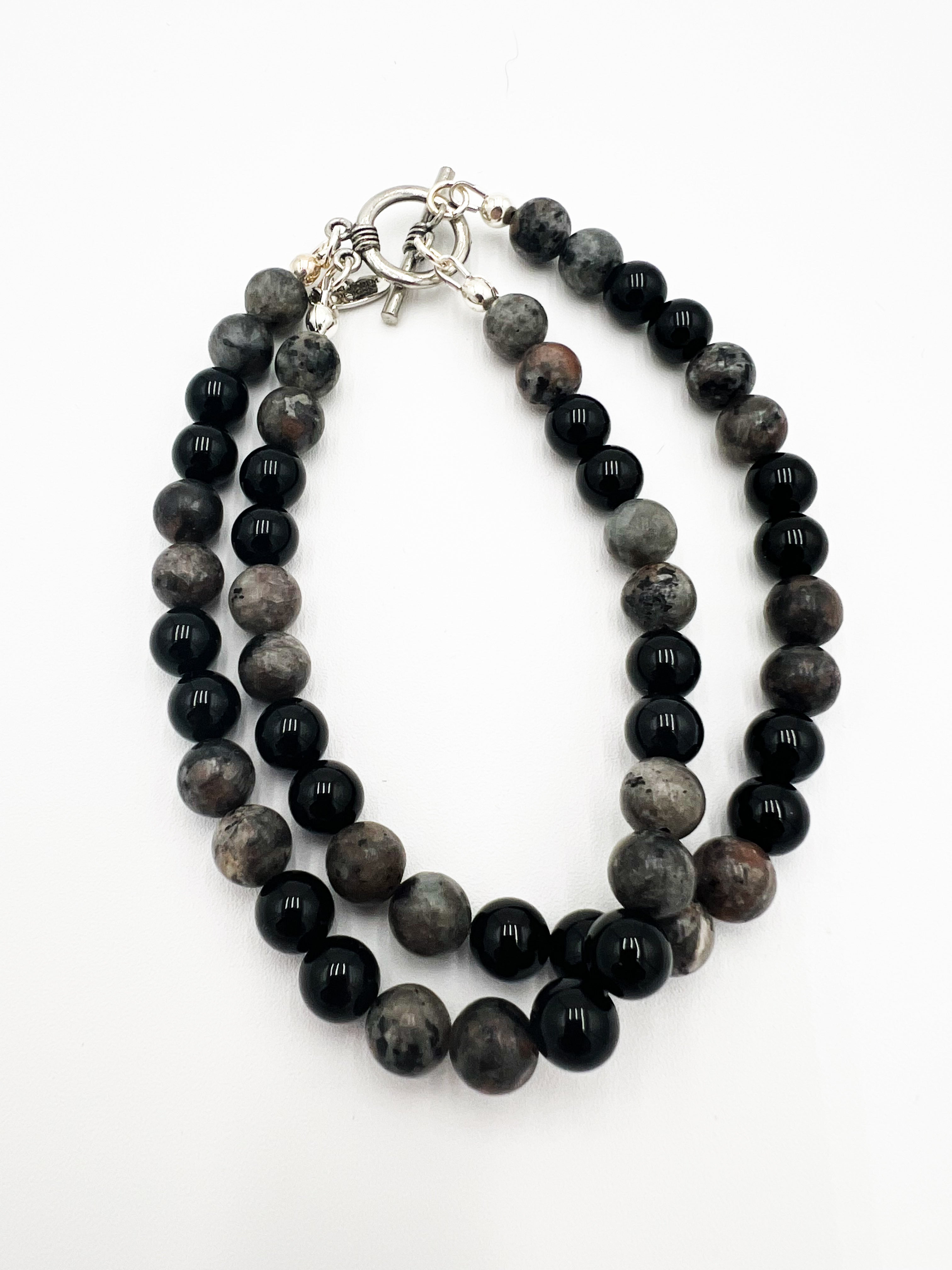 Yooperlite & Onyx Double Bracelet 9.5"