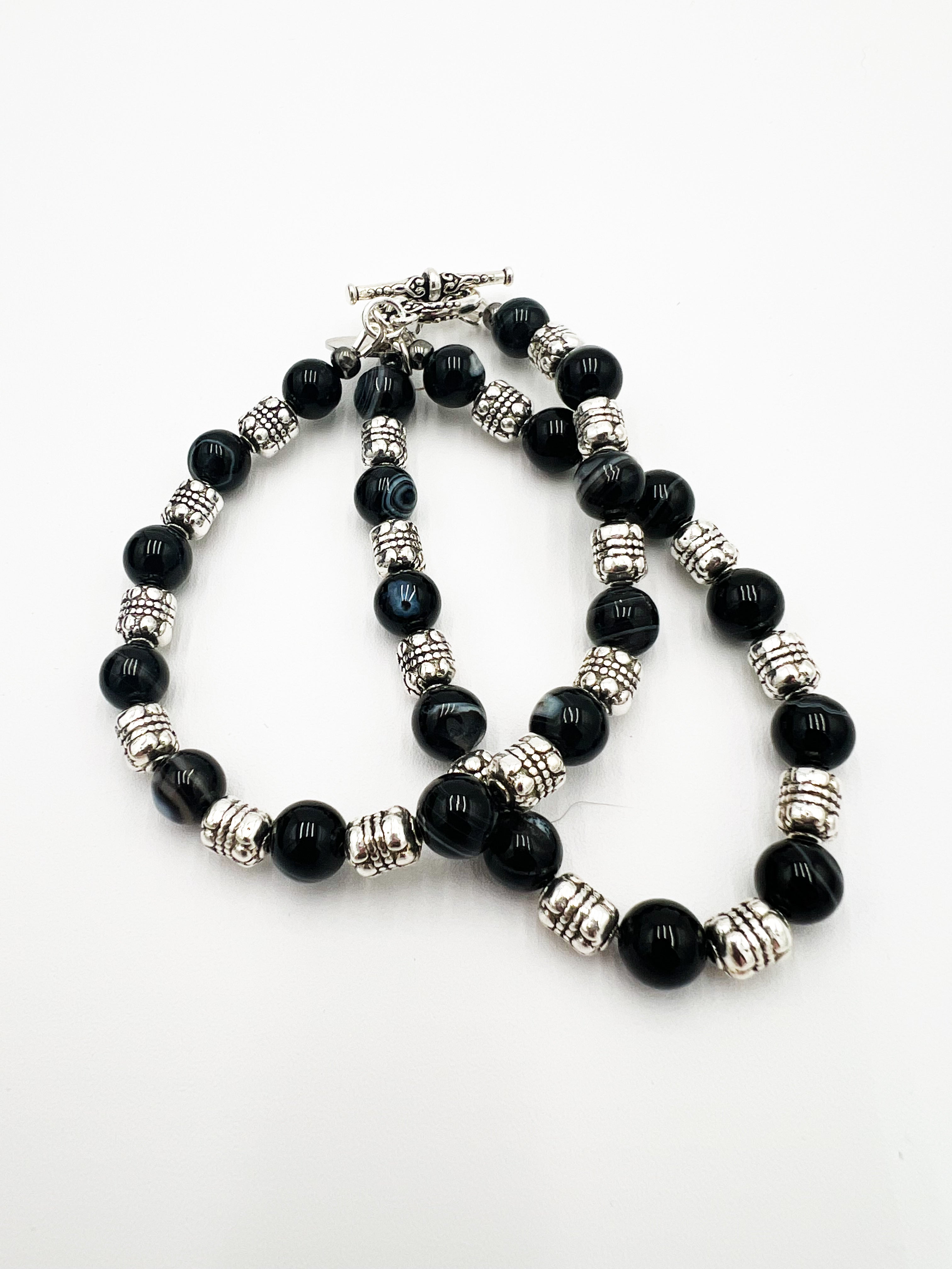 Tuxedo Agate Double Bracelet 7.5"