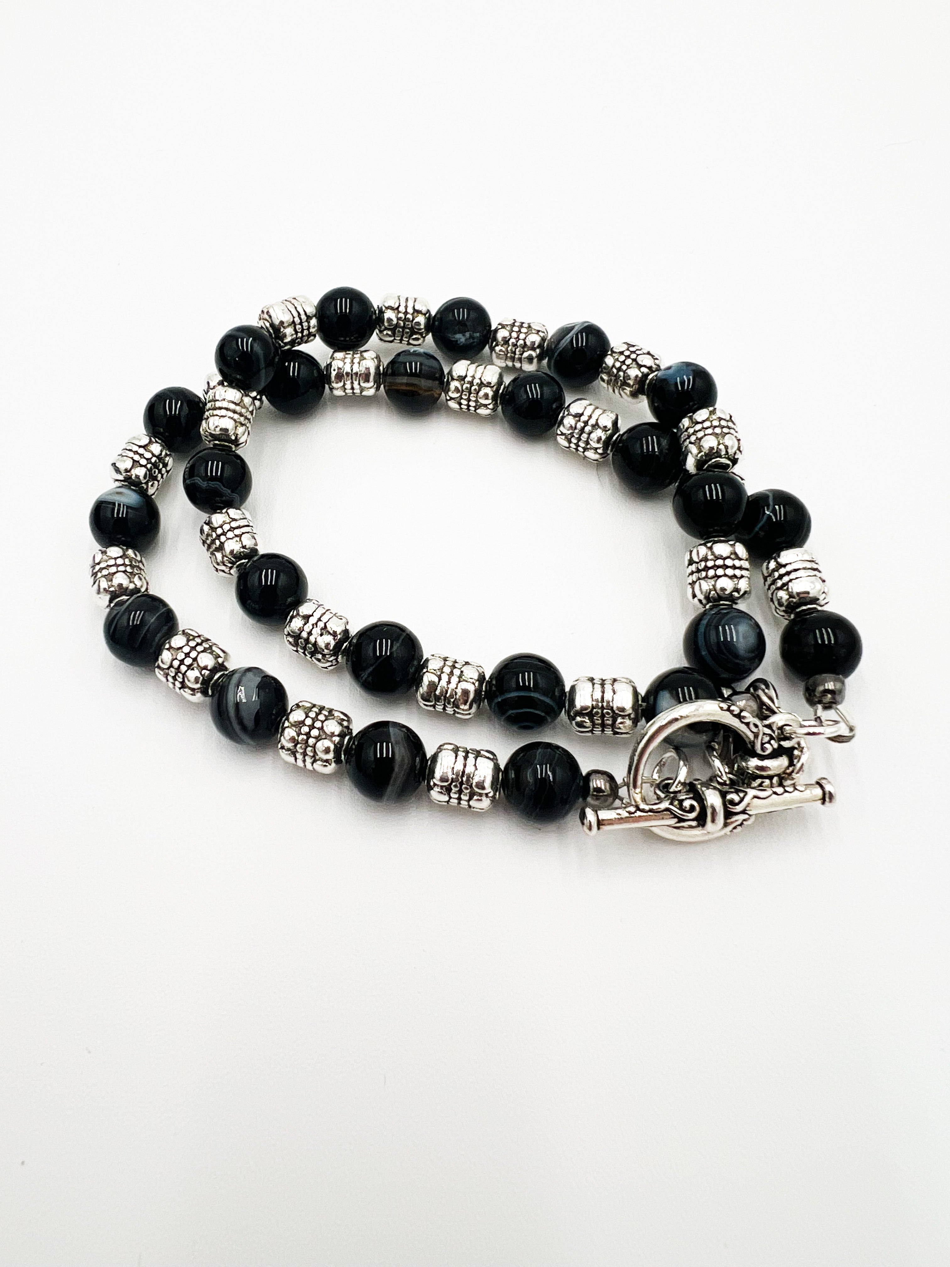 Tuxedo Agate Double Bracelet 7.5"