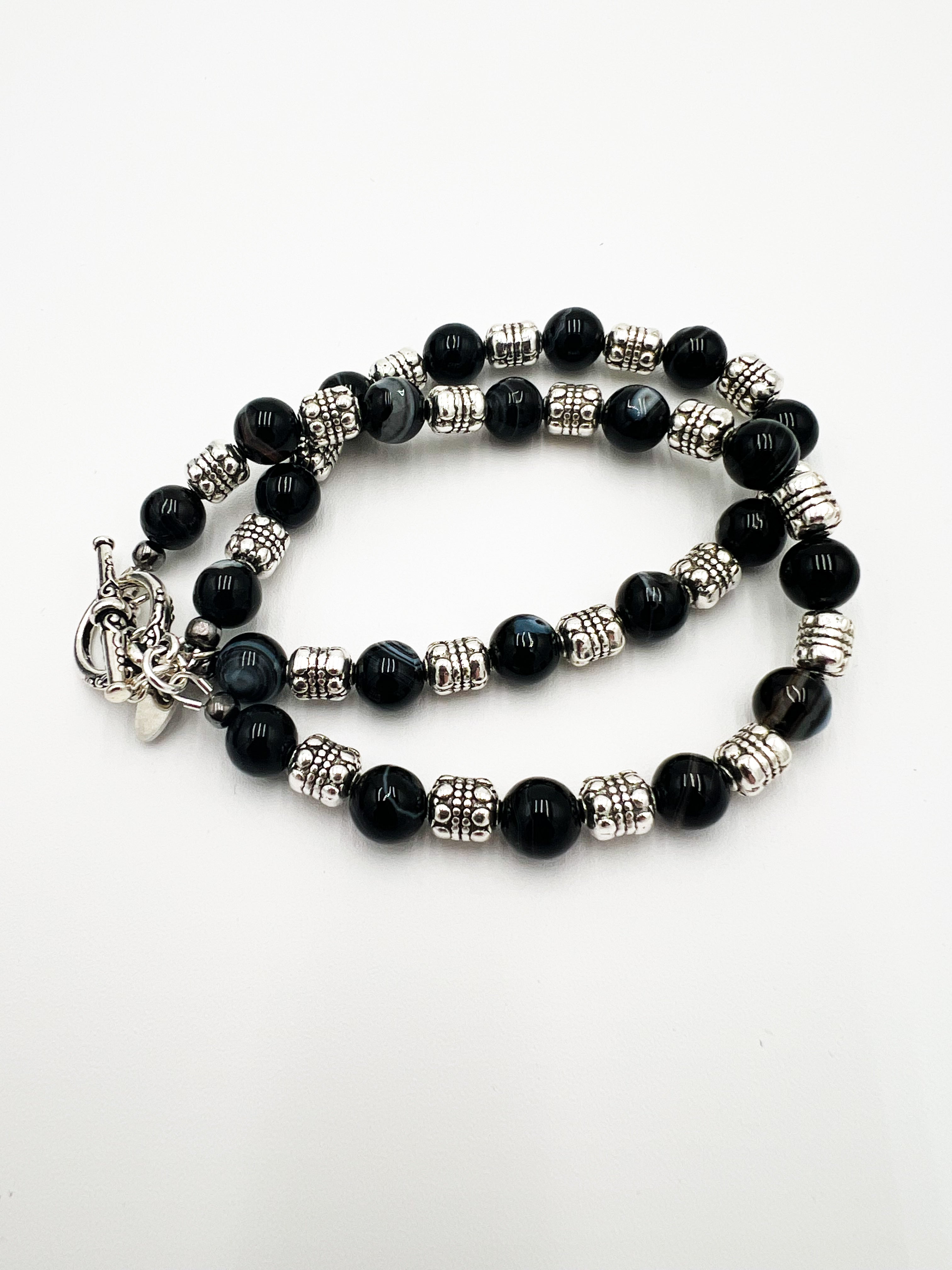 Tuxedo Agate Double Bracelet 7.5"