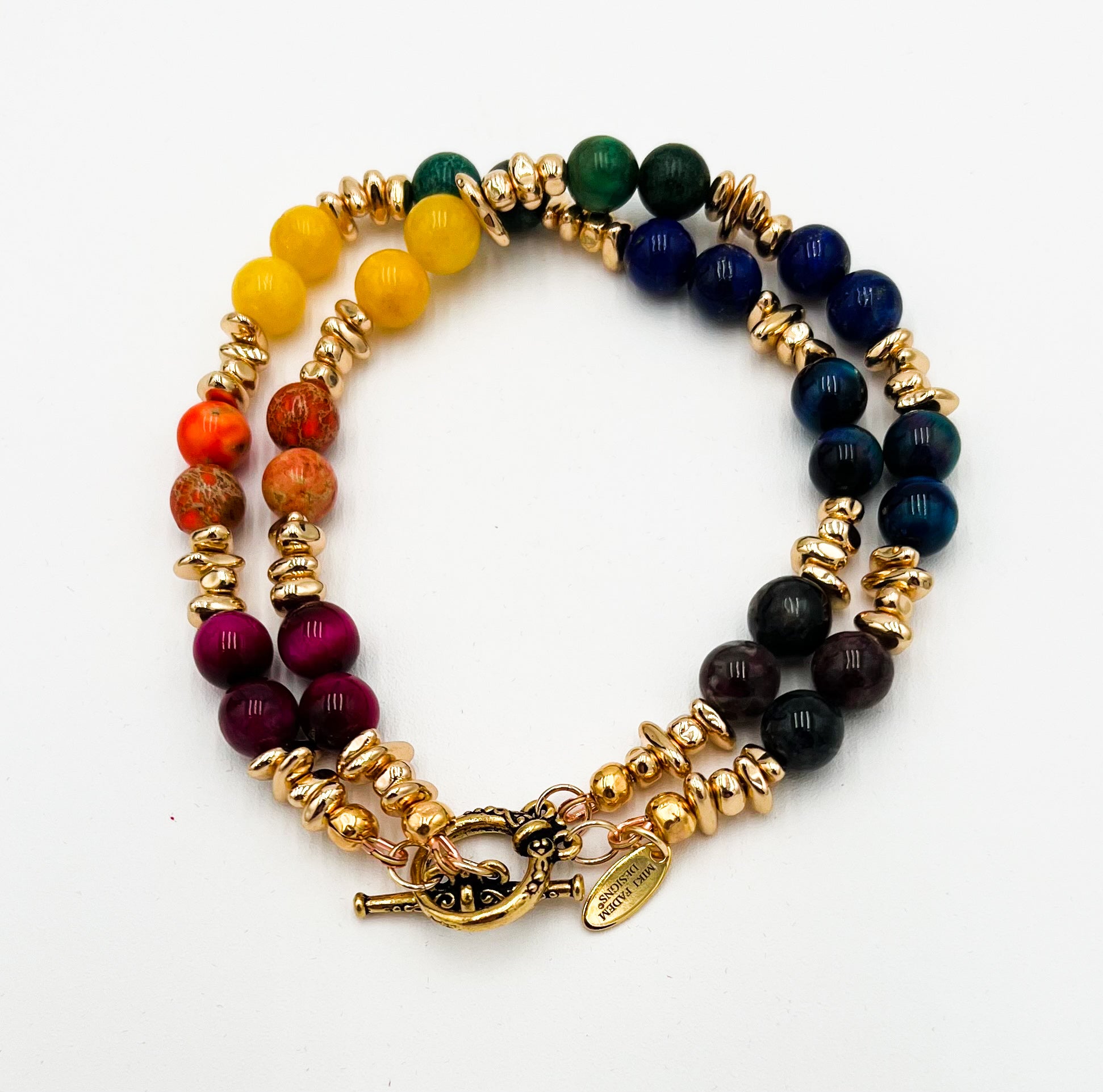 Rainbow & Gold-Double Layer Bracelet 8"