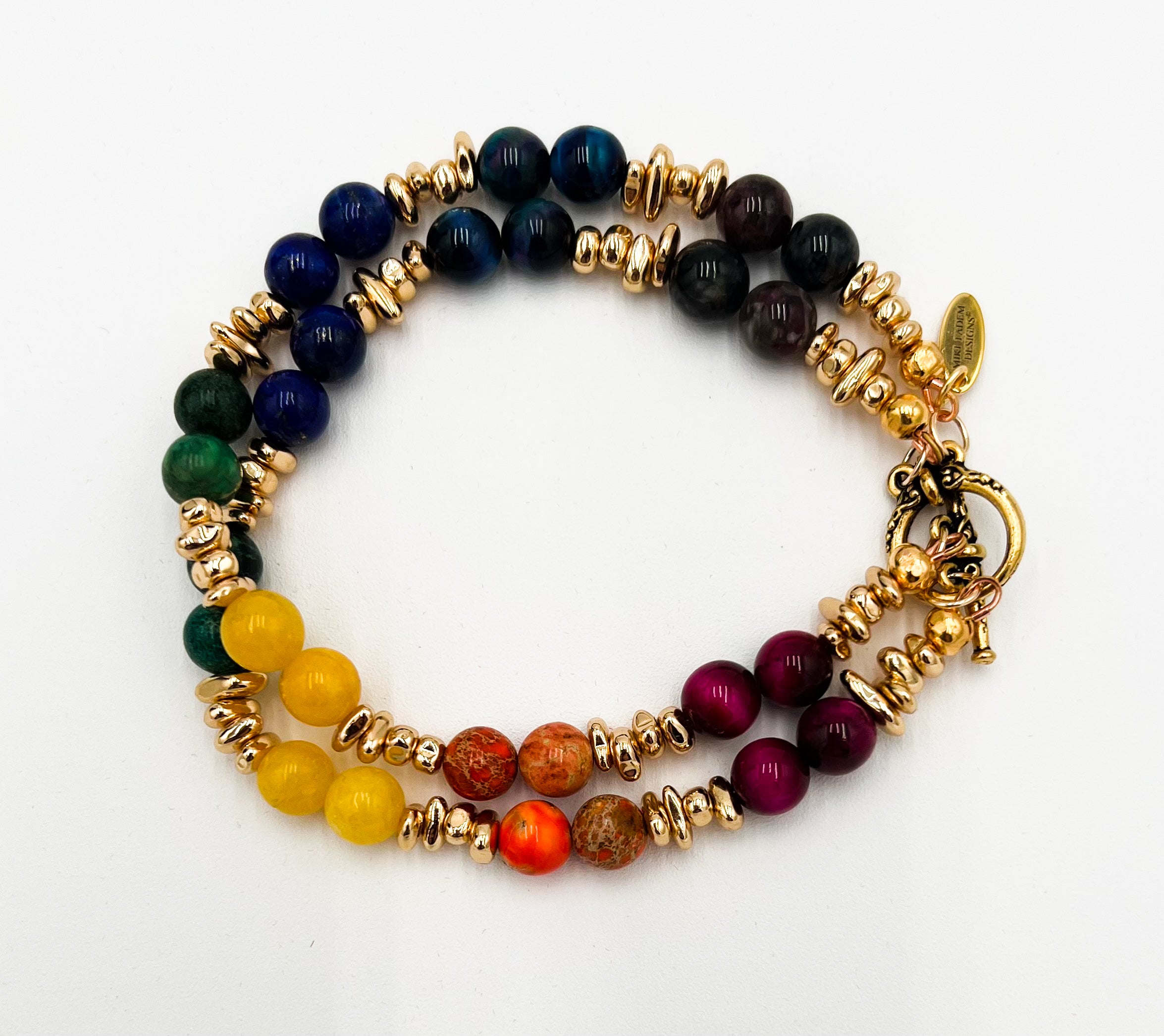 Rainbow & Gold-Double Layer Bracelet 8"
