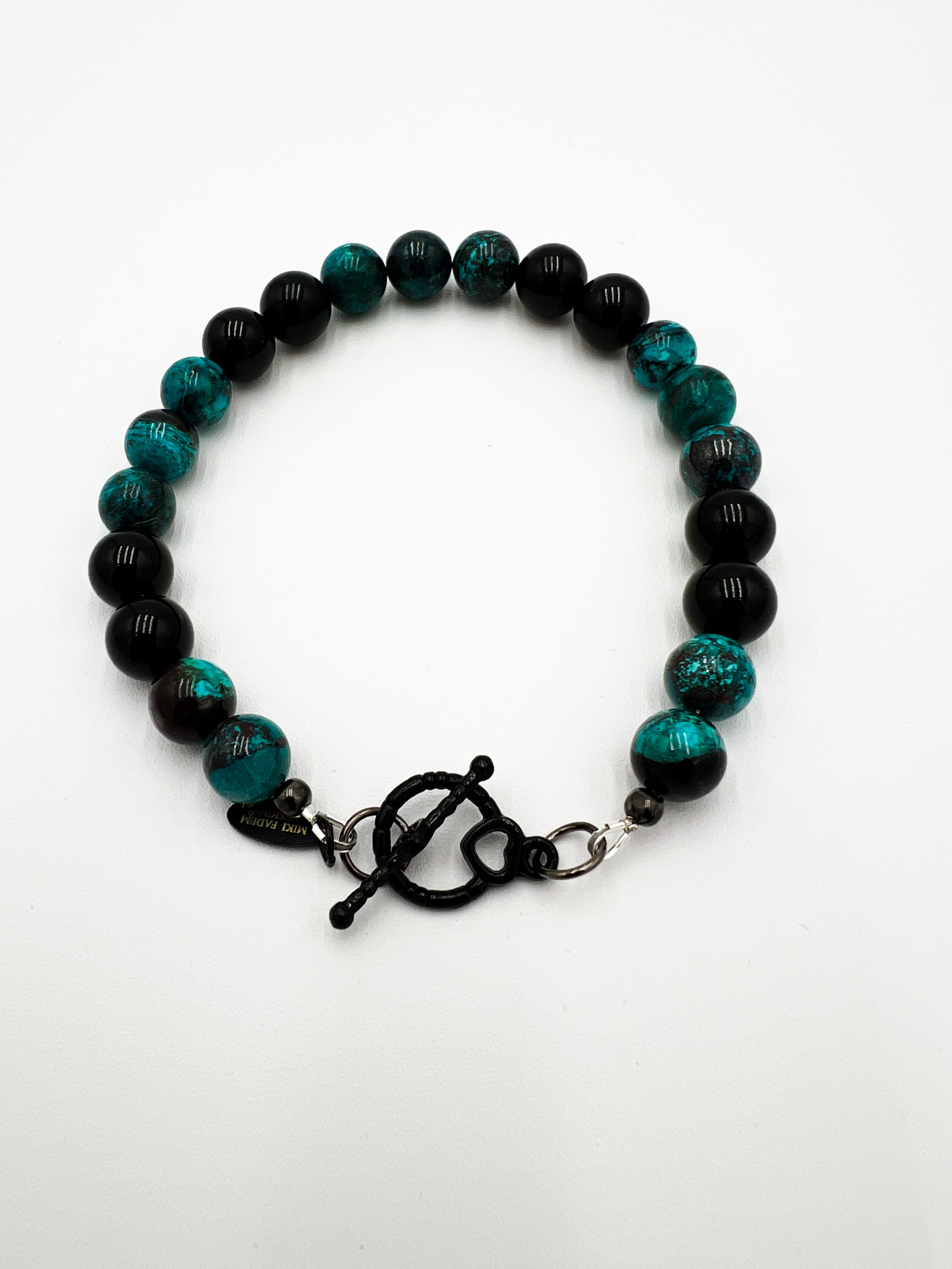 Rare Shattuckite & Onyx Bracelet 8"