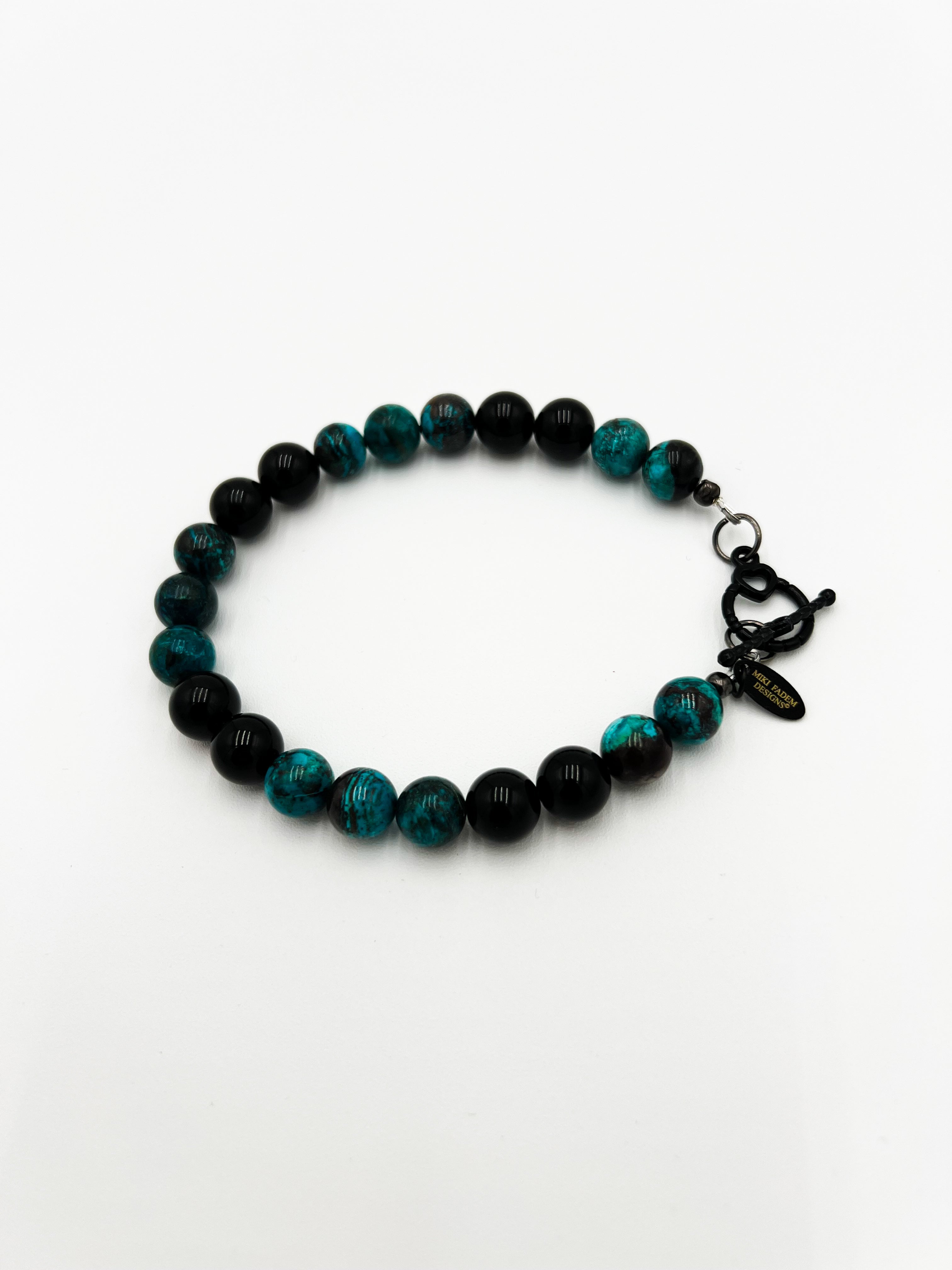 Rare Shattuckite & Onyx Bracelet 8"