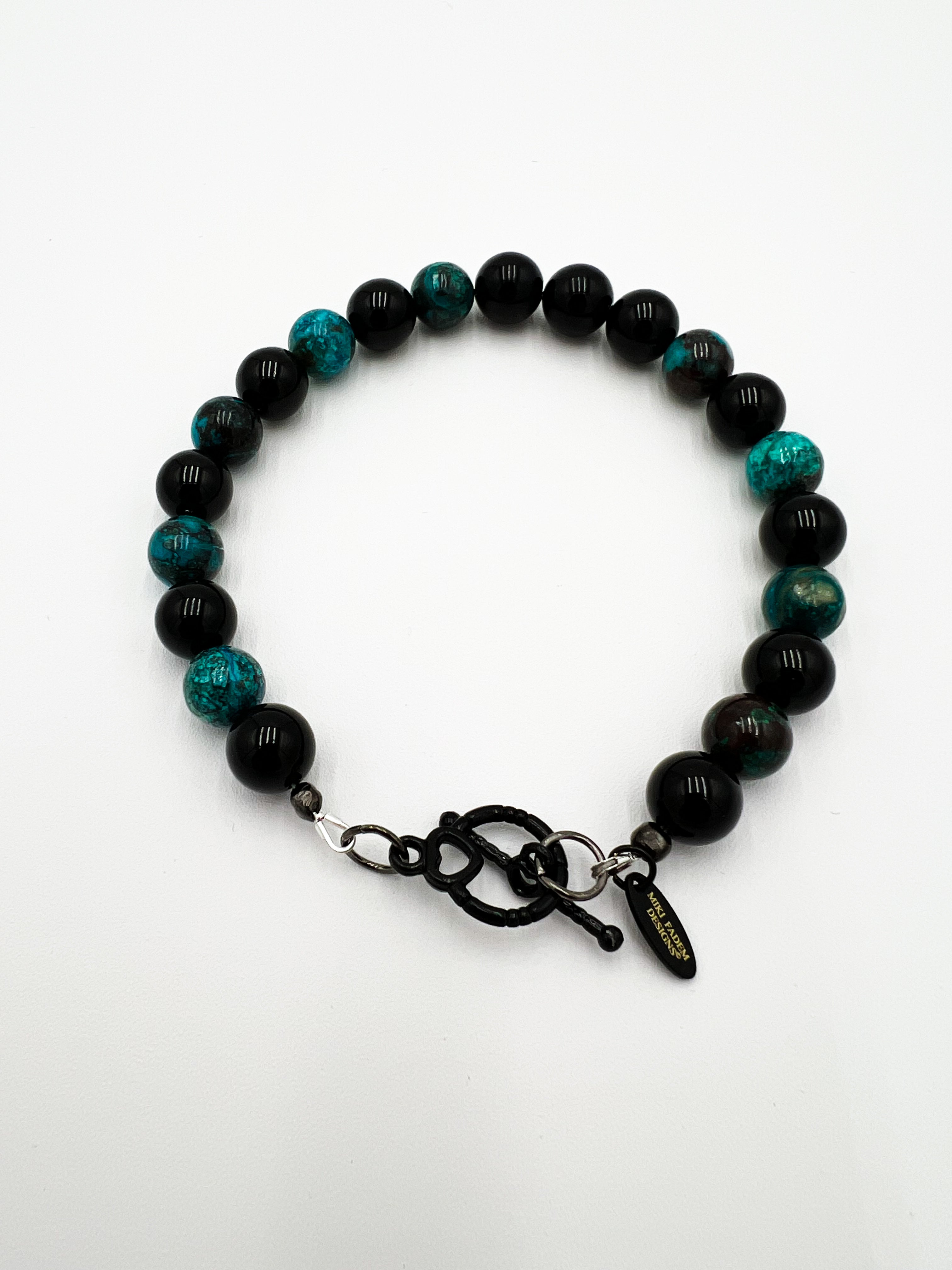 Shattuckite and Onyx Bracelet 8"