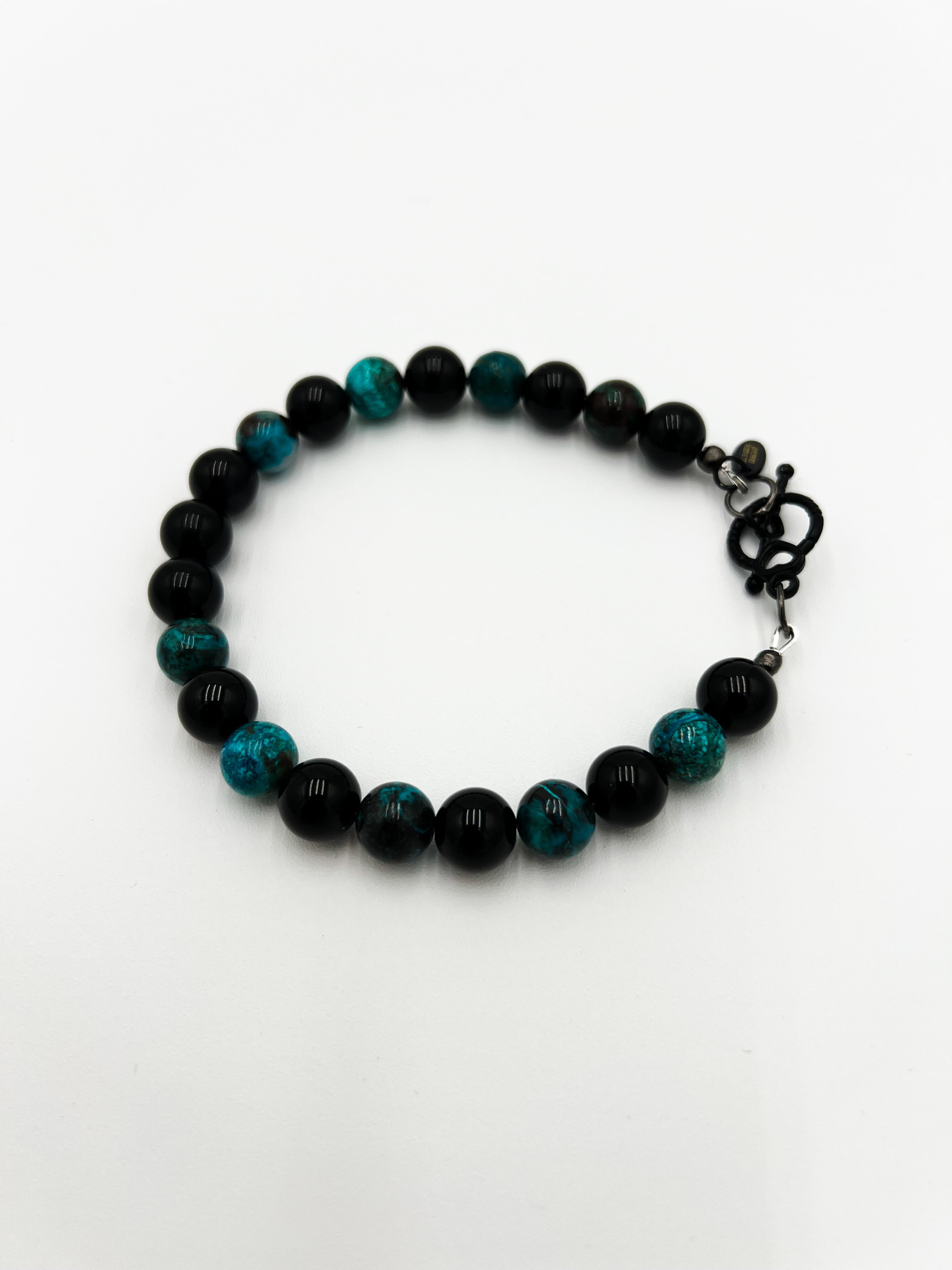 Shattuckite and Onyx Bracelet 8"