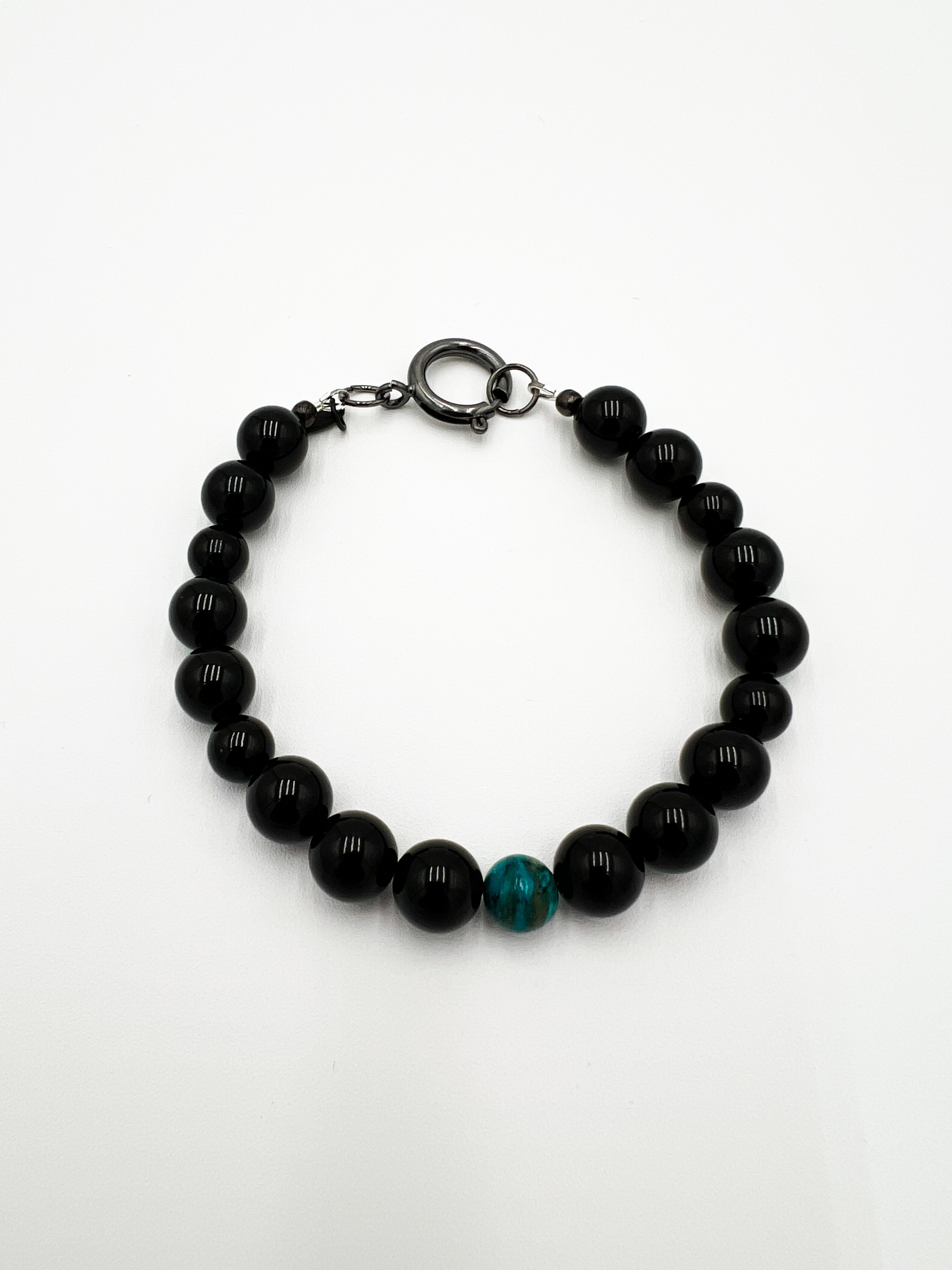 Onxy & Shattuckite Bracelet 8"