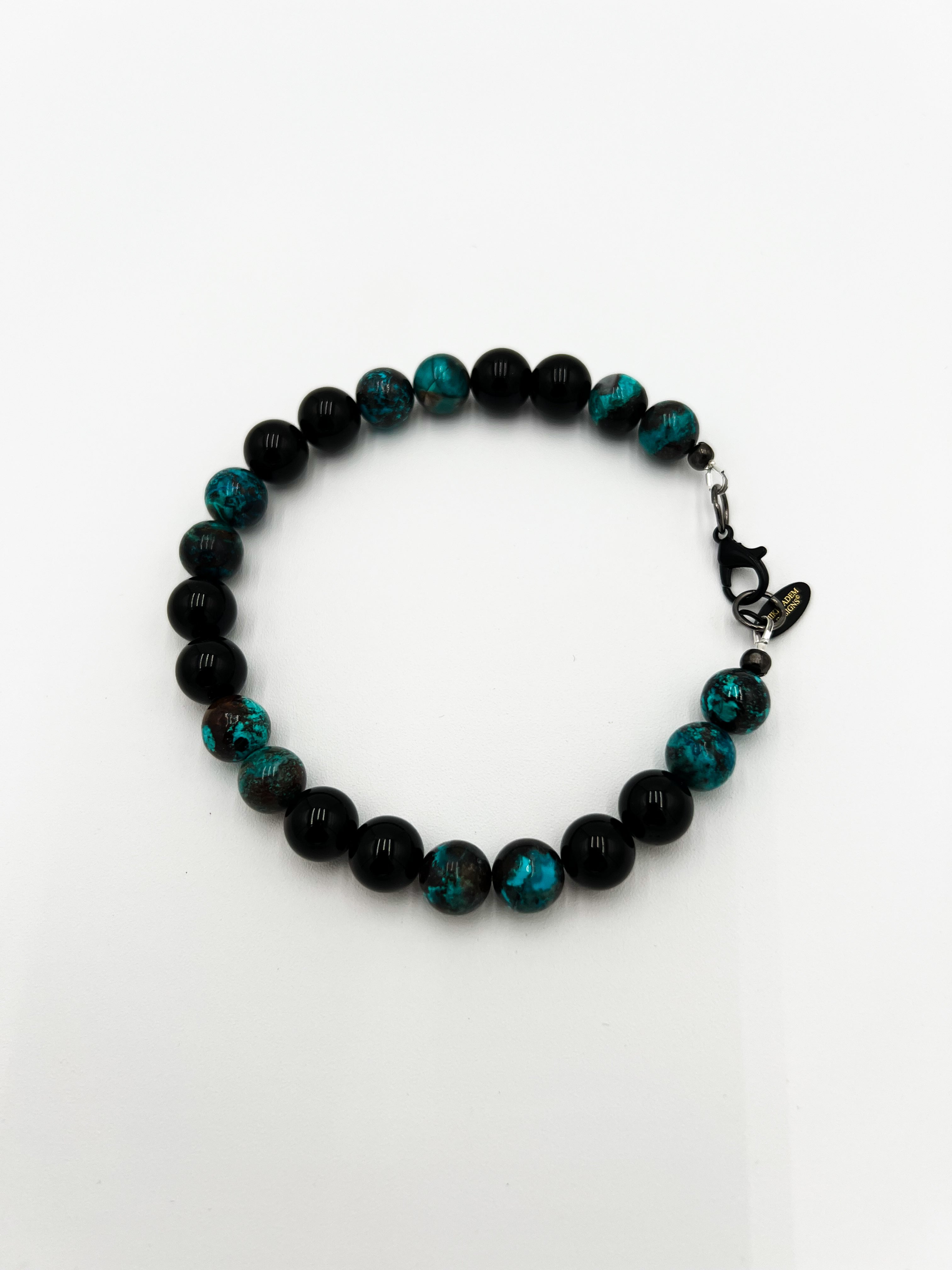Shattuckite & Onxy Bracelet 8"