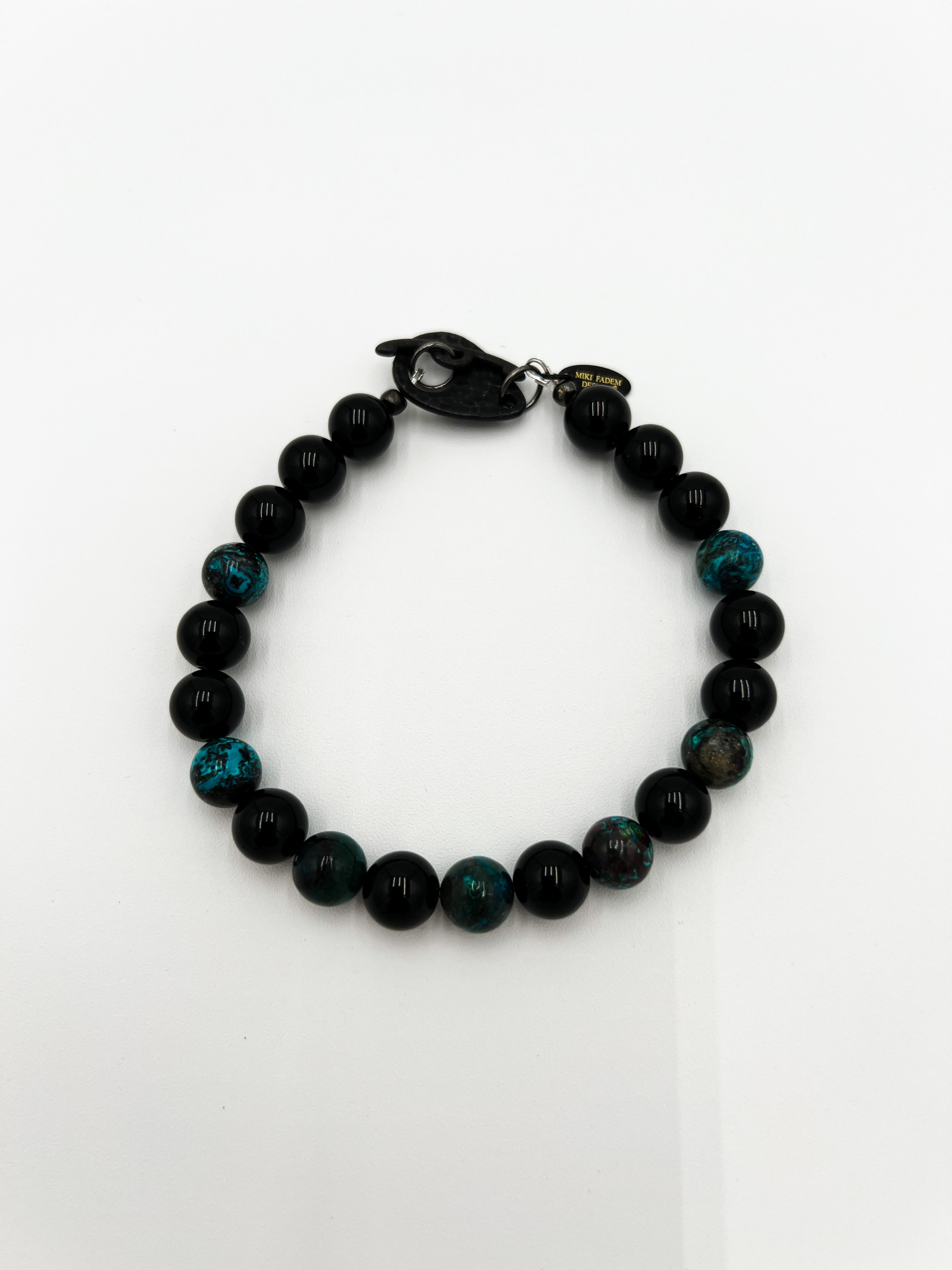 Shattuckite and Onxy Bracelet 8"