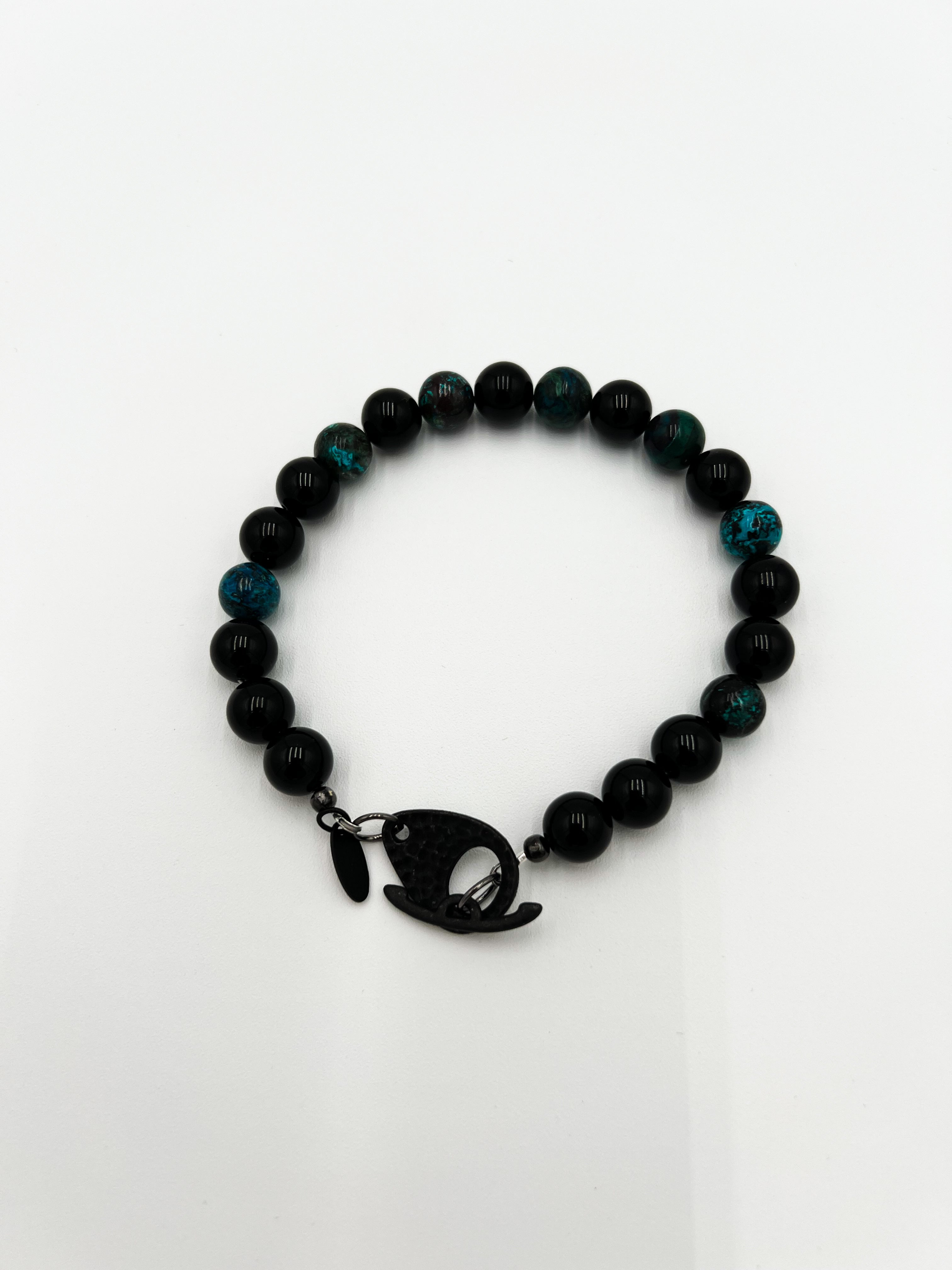 Shattuckite and Onxy Bracelet 8"