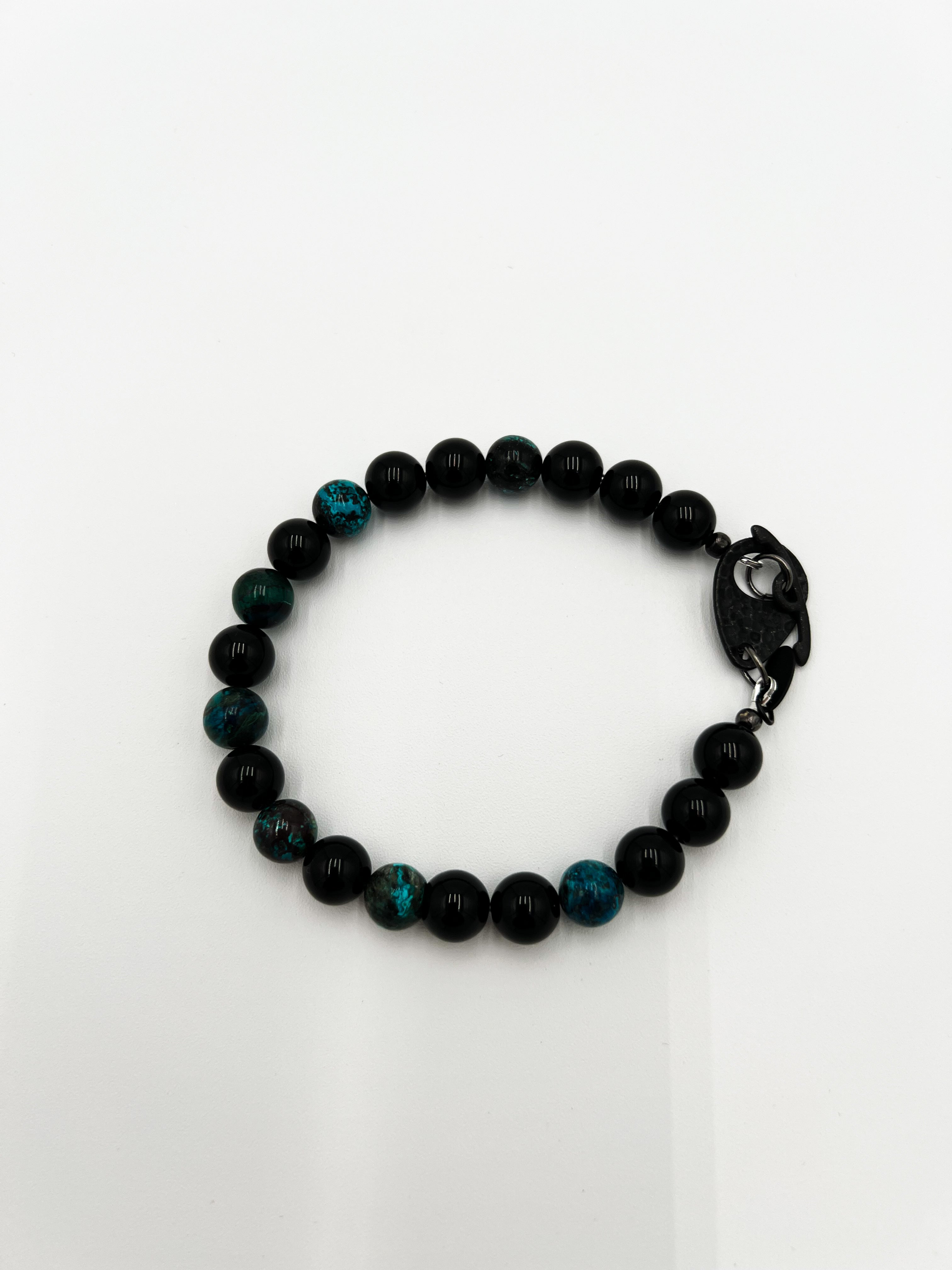Shattuckite and Onxy Bracelet 8"
