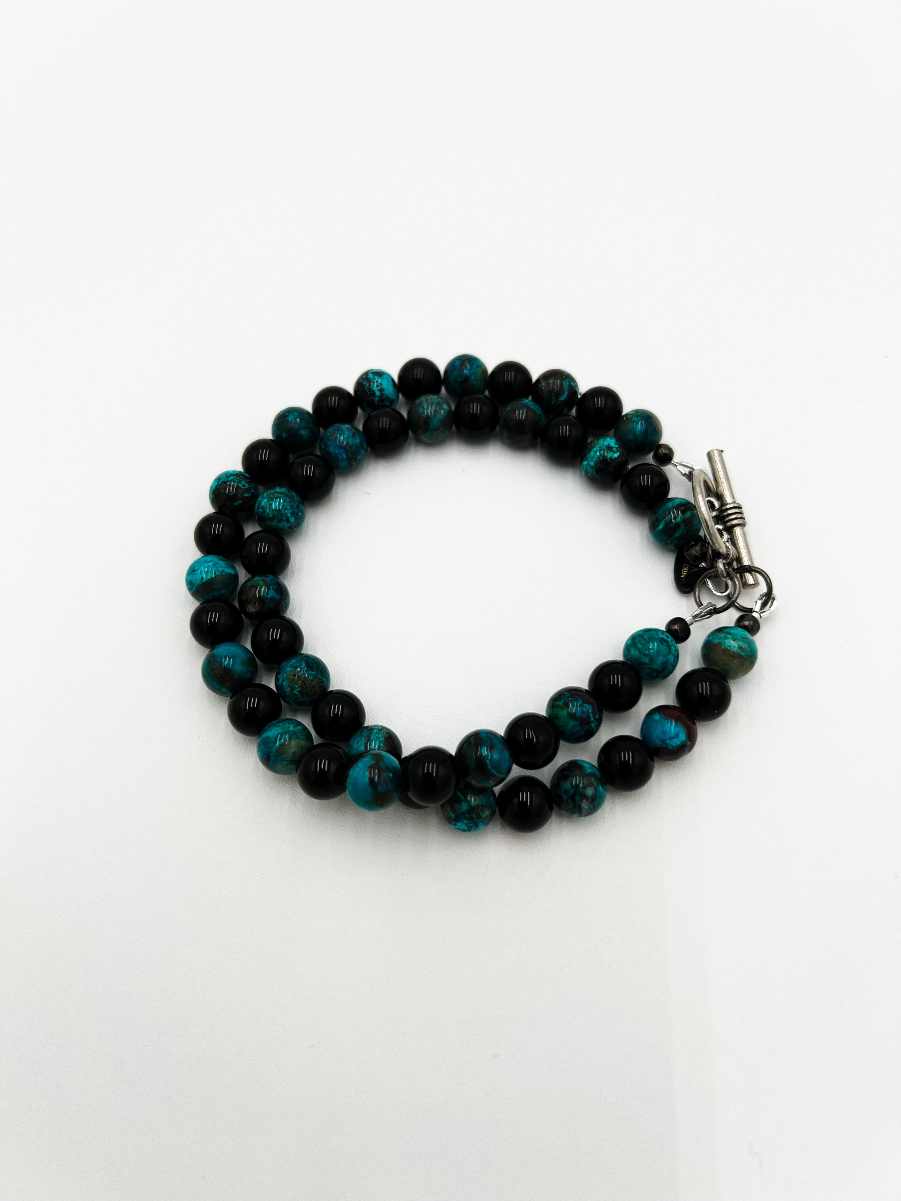 Shattuckite & Onyx Bracelet - Double Layer Pattern 8.5"