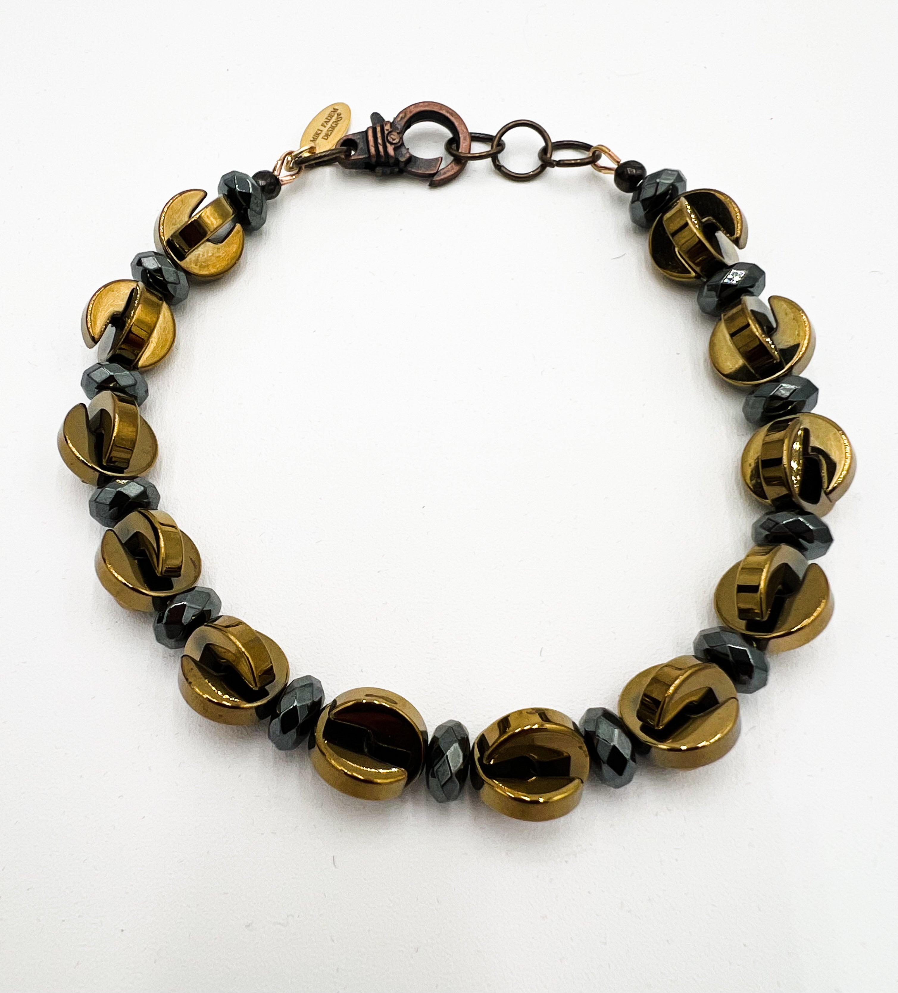 Pyrite Half Circles & Tourmaline Necklace & Bracelet Set