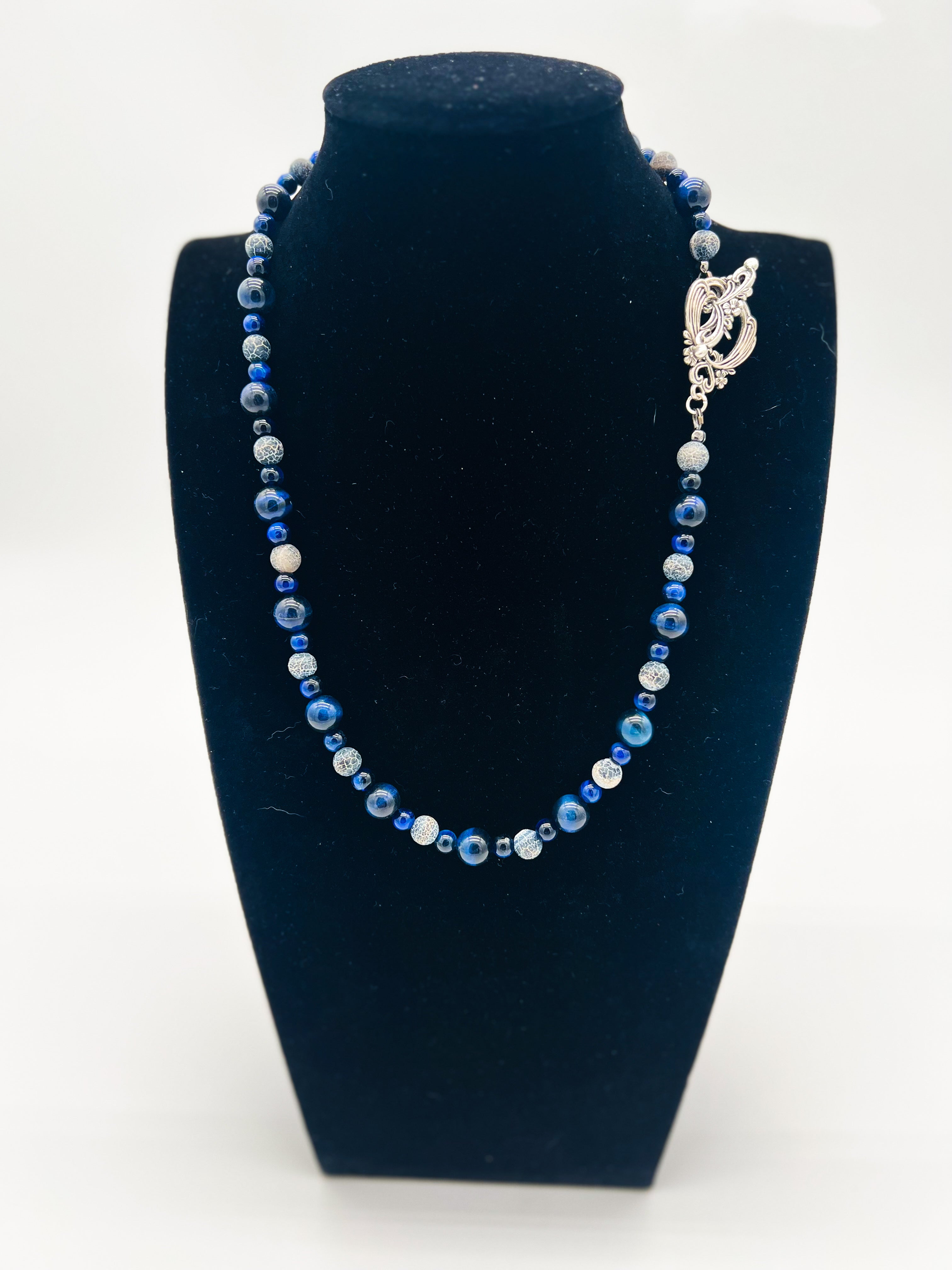 Blue Iridescent Necklace 22"