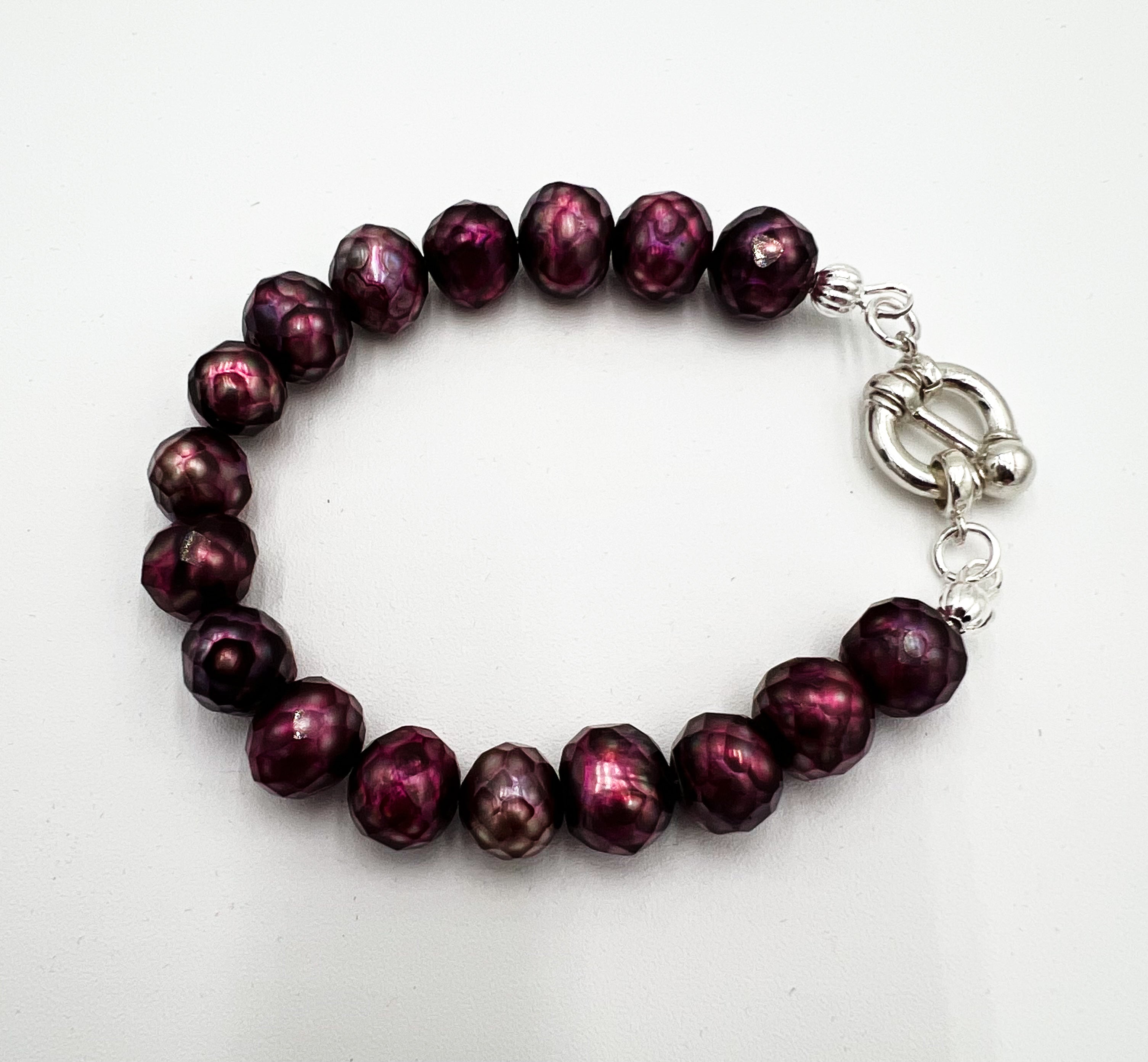 Wine Red Pearl Necklace & Bracelet Set