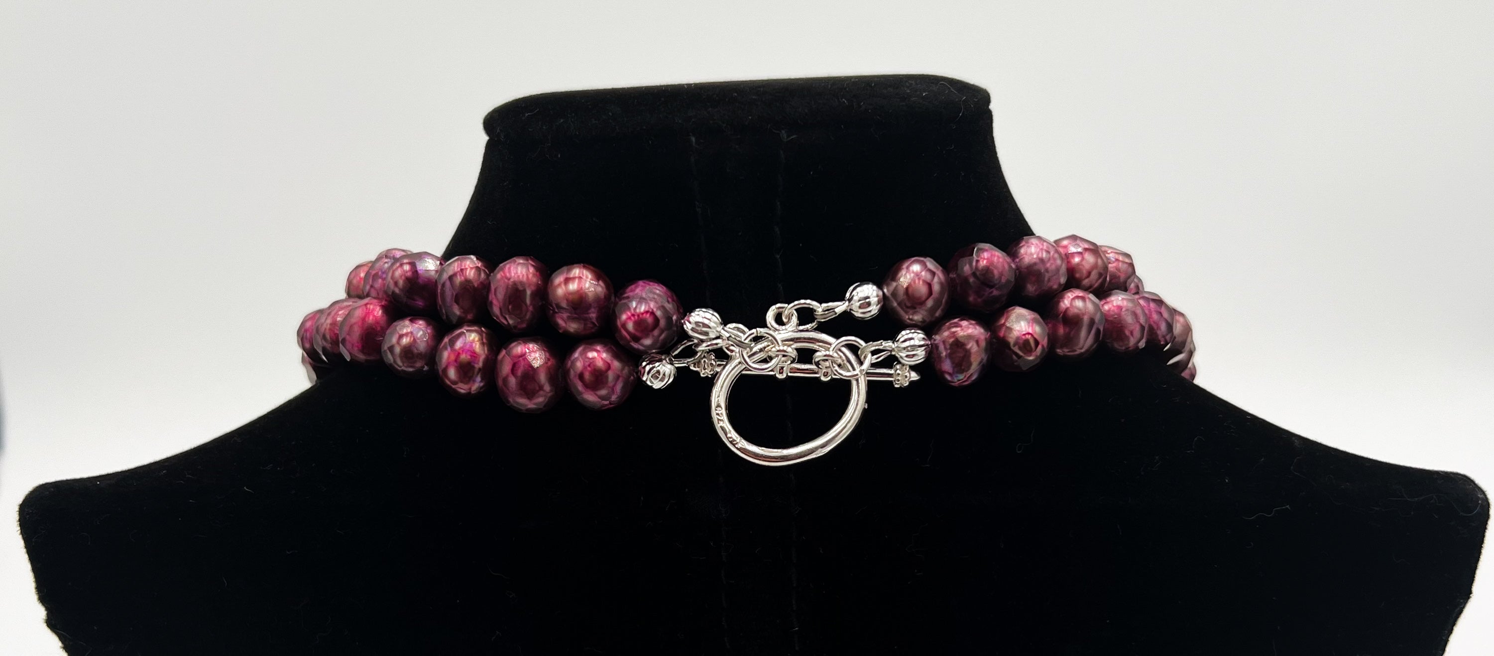 Wine Red Pearl Necklace & Bracelet Set