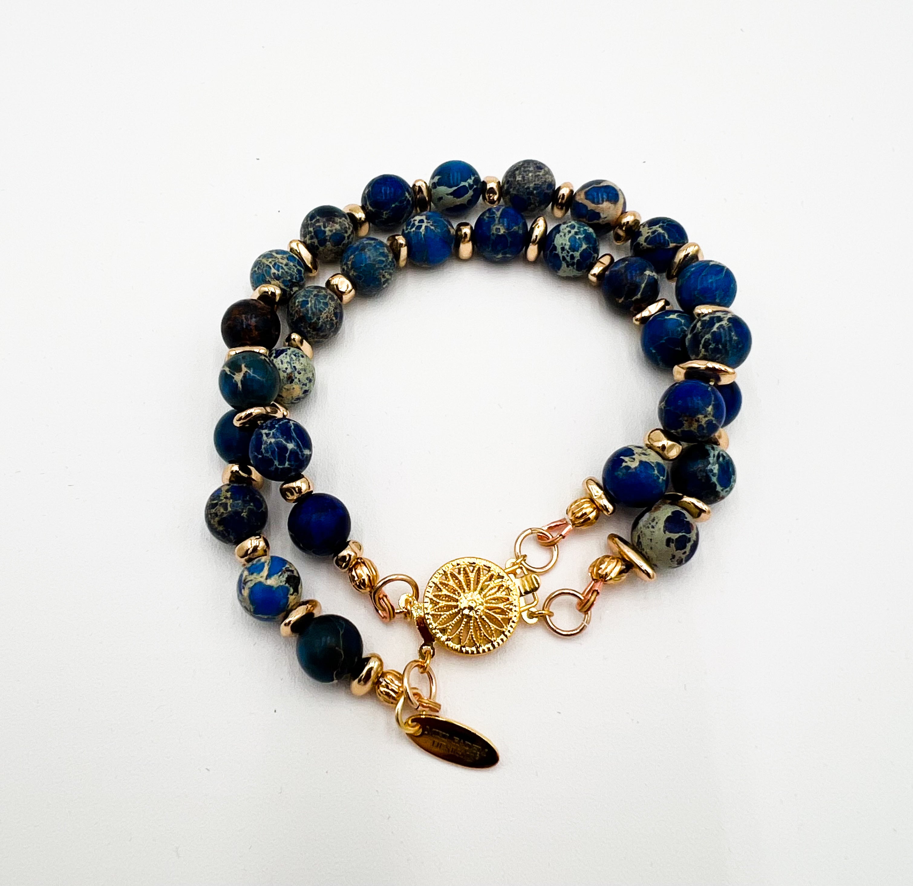 Blue Jasper - Double Layer Bracelet 7"