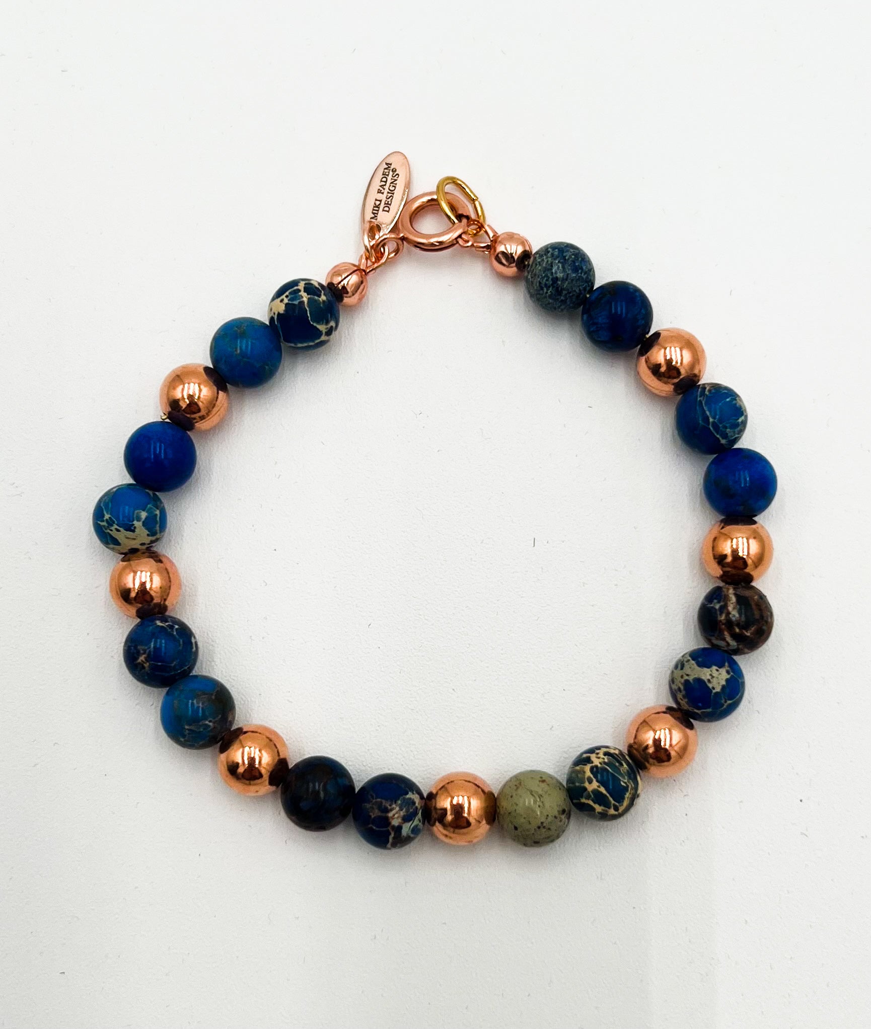 Blue Jasper & Copper Bracelet 7 3/4"