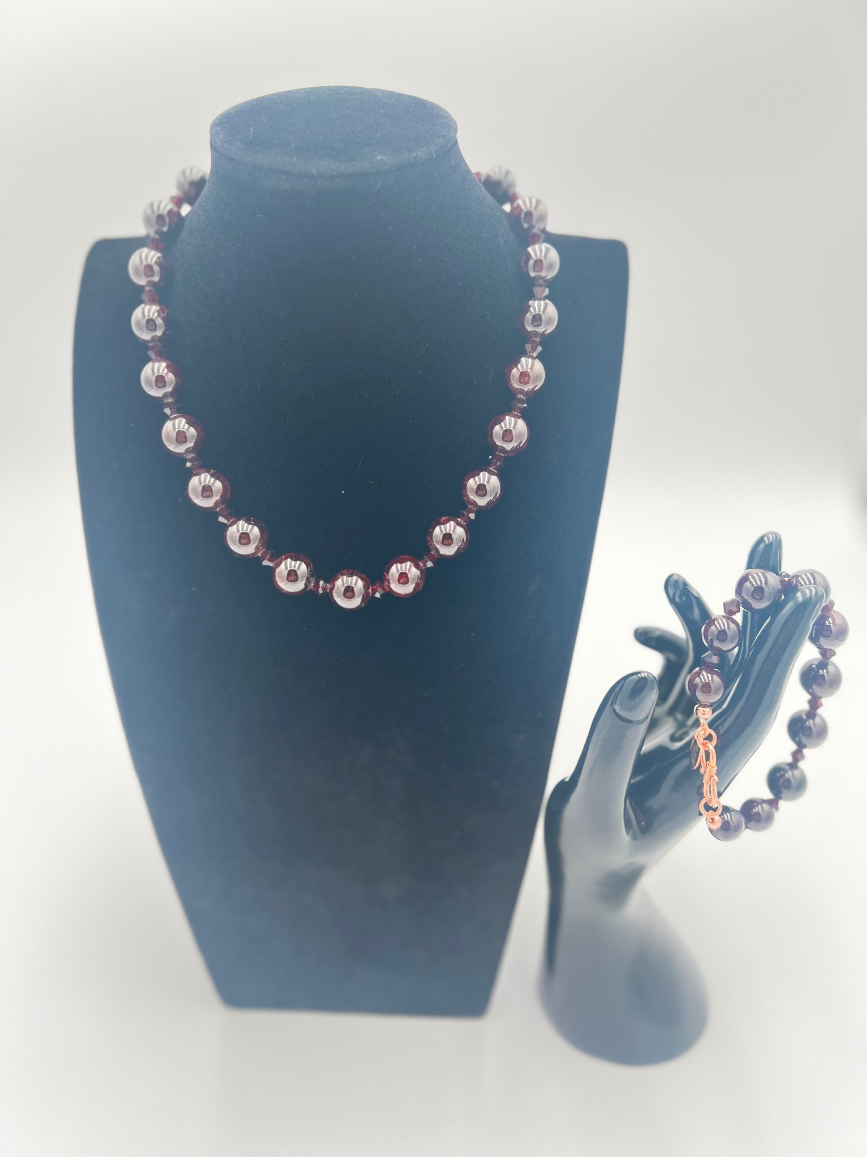 Garnet Necklace & Bracelet Set