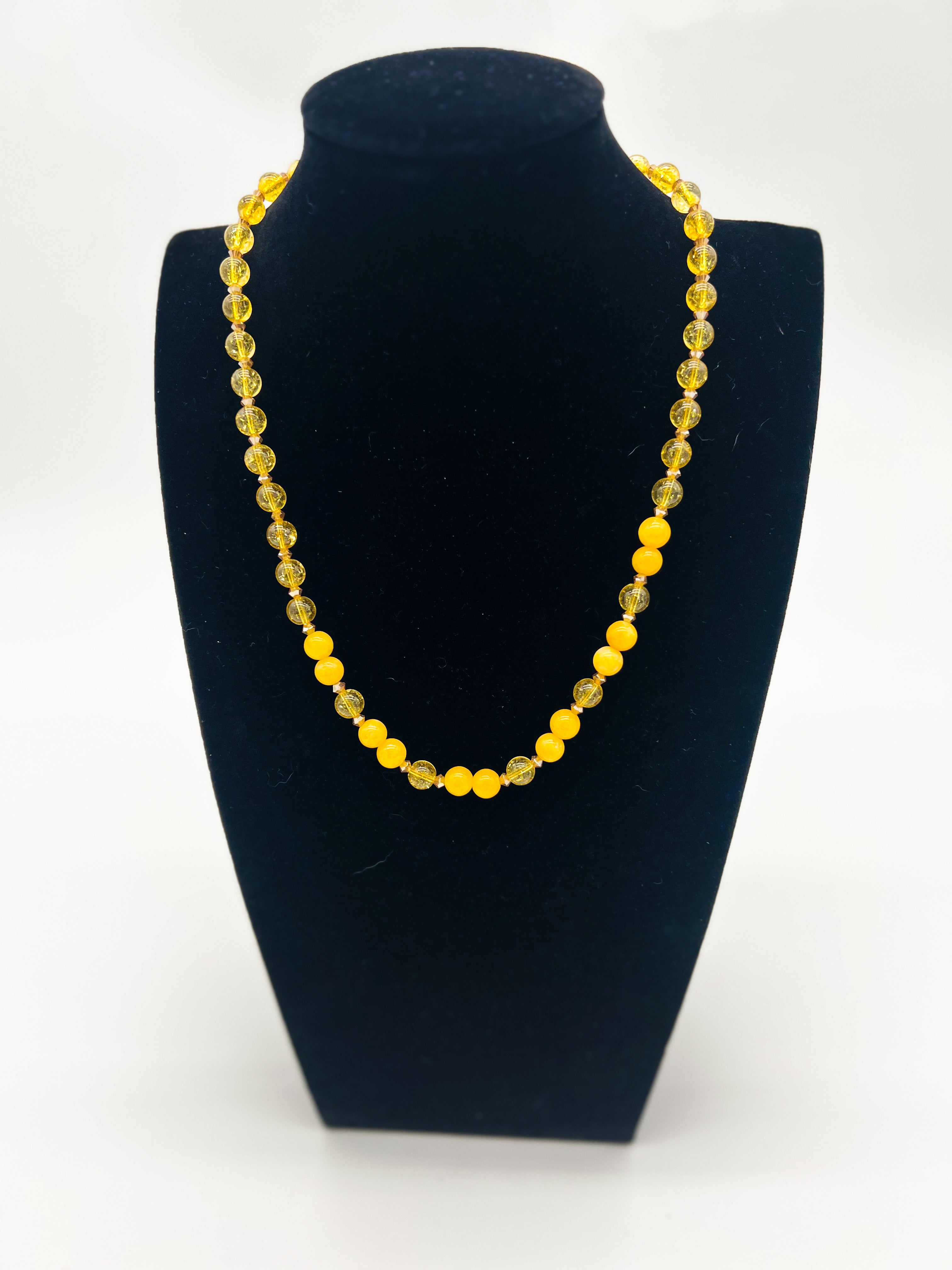 Yellow Jade & Golden Topaz Necklace 20"