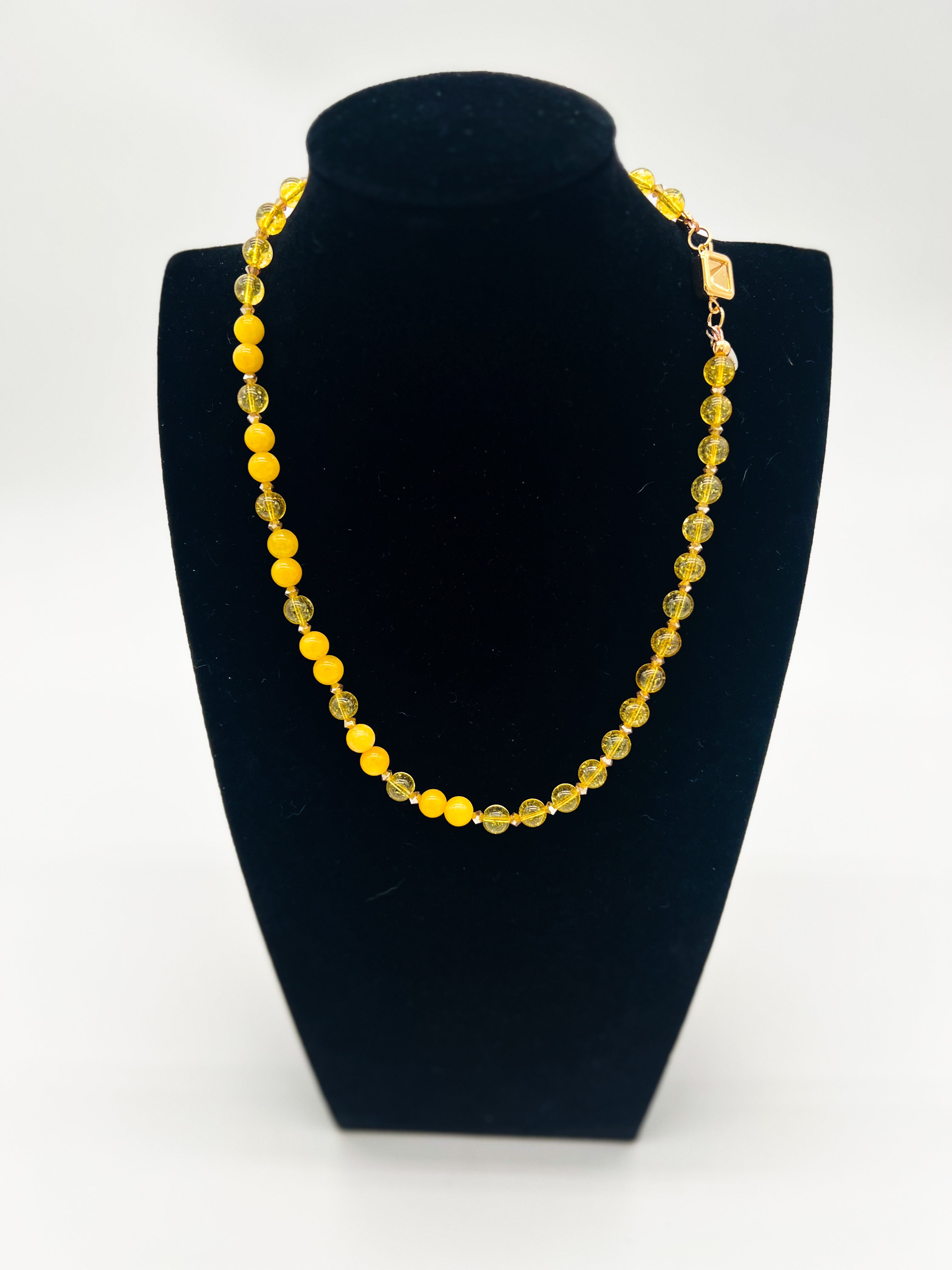 Yellow Jade & Golden Topaz Necklace 20"